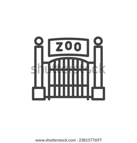 Zoo entrance gate line icon. linear style sign for mobile concept and web design. Zoo gate outline vector icon. Symbol, logo illustration. Vector graphics