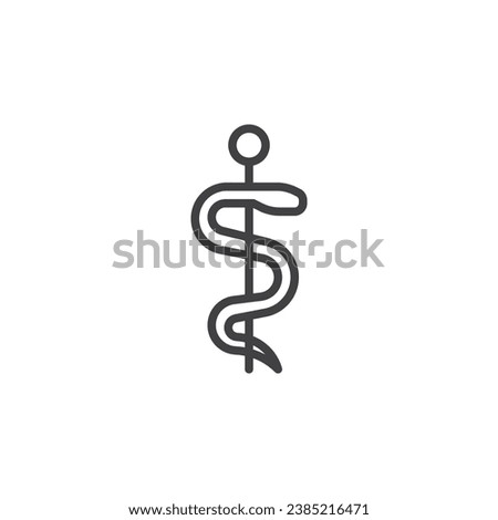 Staff of asclepius line icon. linear style sign for mobile concept and web design. Medical snake outline vector icon. Symbol, logo illustration. Vector graphics