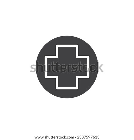 Cross inside circle vector icon. filled flat sign for mobile concept and web design. Medical cross glyph icon. Symbol, logo illustration. Vector graphics