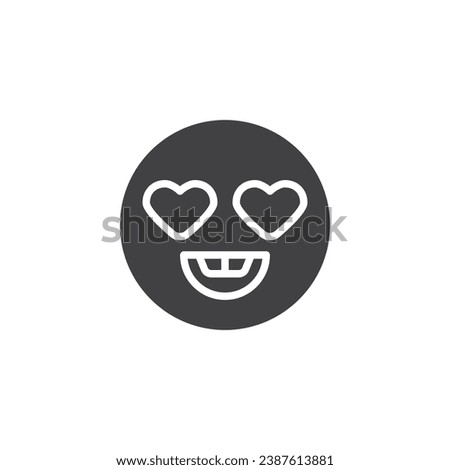 In love emoticon vector icon. filled flat sign for mobile concept and web design. Emoji with heart shaped eyes glyph icon. Enamored symbol, logo illustration. Vector graphics