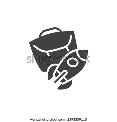 Business startup vector icon. Briefcase and rocket filled flat sign for mobile concept and web design. Entrepreneurship development glyph icon. Symbol, logo illustration. Vector graphics