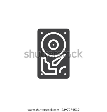 Hard disk vector icon. filled flat sign for mobile concept and web design. Hard drive disk glyph icon. HDD symbol, logo illustration. Vector graphics