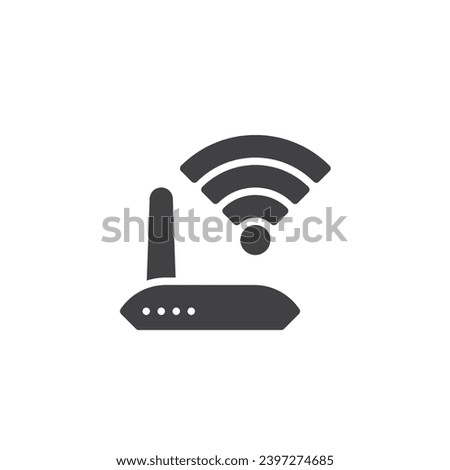 Wifi router signal vector icon. filled flat sign for mobile concept and web design. Wi-Fi modem glyph icon. Symbol, logo illustration. Vector graphics