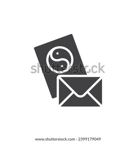 Chinese New Year invitation vector icon. filled flat sign for mobile concept and web design. Yin Yang card and envelope glyph icon. Symbol, logo illustration. Vector graphics