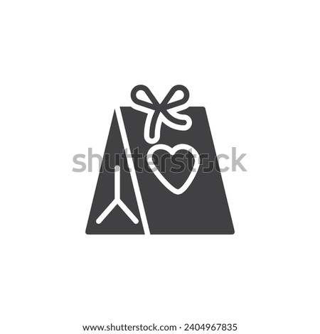 Valentines day present vector icon. filled flat sign for mobile concept and web design. Gift bag with heart glyph icon. Symbol, logo illustration. Vector graphics