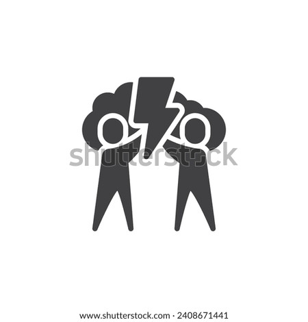 Creative idea vector icon. Two person with cloud and lightning filled flat sign for mobile concept and web design. Brainstorming glyph icon. Symbol, logo illustration. Vector graphics