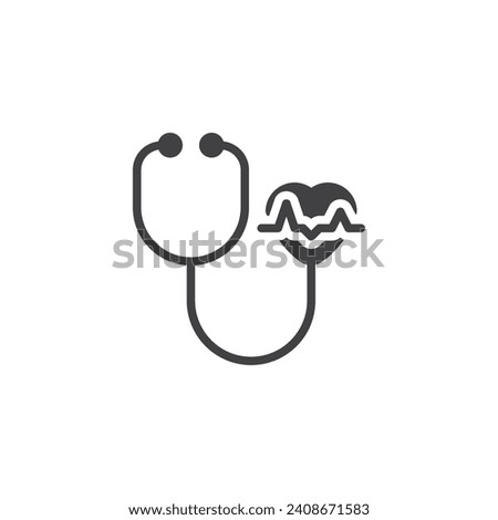 Stethoscope with heart pulse vector icon. filled flat sign for mobile concept and web design. Heart health checkup glyph icon. Symbol, logo illustration. Vector graphics