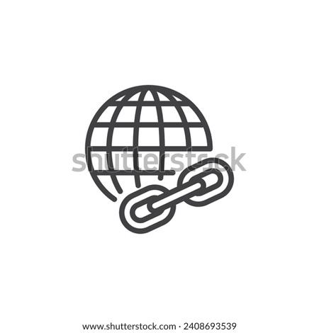 Off Page SEO line icon. linear style sign for mobile concept and web design. A web link connected to a globe network outline vector icon. Symbol, logo illustration. Vector graphics