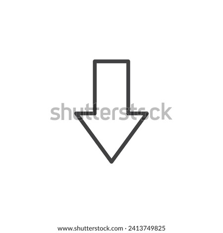 Down arrow line icon. linear style sign for mobile concept and web design. Arrow pointing downwards outline vector icon. Descent or decrease symbol, logo illustration. Vector graphics