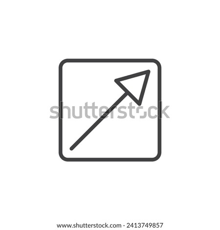 Arrow inside square line icon. linear style sign for mobile concept and web design. Arrow right up outline vector icon. Symbol, logo illustration. Vector graphics