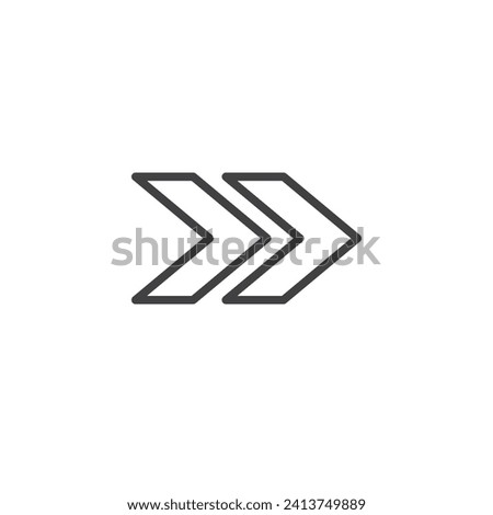 Double right arrow line icon. linear style sign for mobile concept and web design. Two arrows pointing right outline vector icon. Symbol, logo illustration. Vector graphics