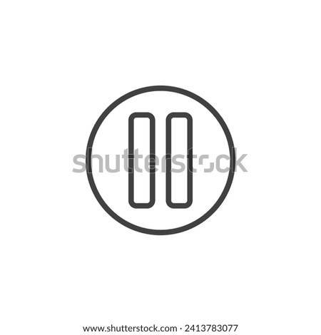 Pause Button line icon. linear style sign for mobile concept and web design. Circle button pause outline vector icon. Symbol, logo illustration. Vector graphics