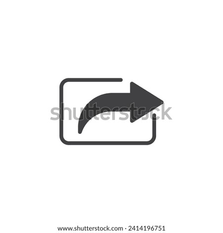 Arrow in square button vector icon. filled flat sign for mobile concept and web design. Share Button glyph icon. Symbol, logo illustration. Vector graphics