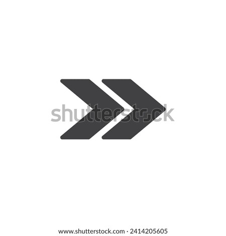 Two arrow pointing right vector icon. filled flat sign for mobile concept and web design. Double right arrow glyph icon. Symbol, logo illustration. Vector graphics