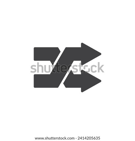 Arrows intersecting each other vector icon. filled flat sign for mobile concept and web design. Intersecting Arrows glyph icon. Symbol, logo illustration. Vector graphics