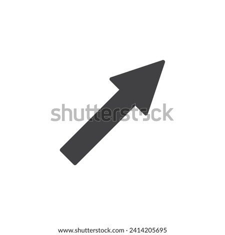 Arrow pointing diagonally vector icon. filled flat sign for mobile concept and web design. Diagonal Arrow glyph icon. Symbol, logo illustration. Vector graphics