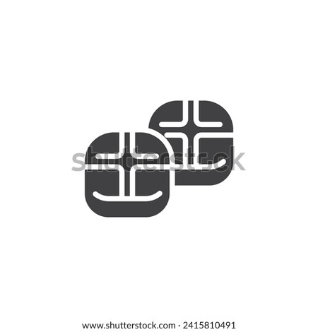 Easter treat buns vector icon. filled flat sign for mobile concept and web design. Hot Cross Buns glyph icon. Symbol, logo illustration. Vector graphics