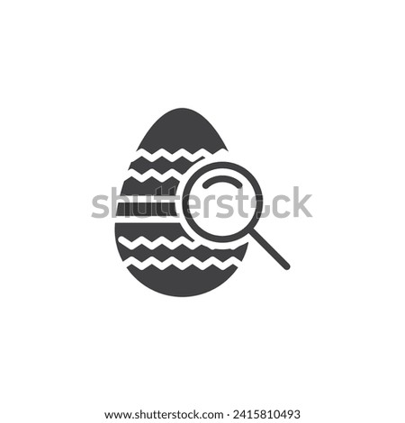 Searching for hidden eggs vector icon. Easter egg and magnifying glass filled flat sign for mobile concept and web design. Easter egg hunt glyph icon. Symbol, logo illustration. Vector graphics