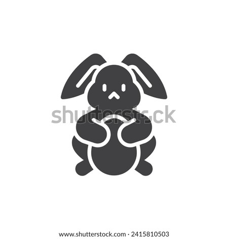 Bunny holding an Easter egg vector icon. filled flat sign for mobile concept and web design. Easter Bunny glyph icon. Symbol, logo illustration. Vector graphics