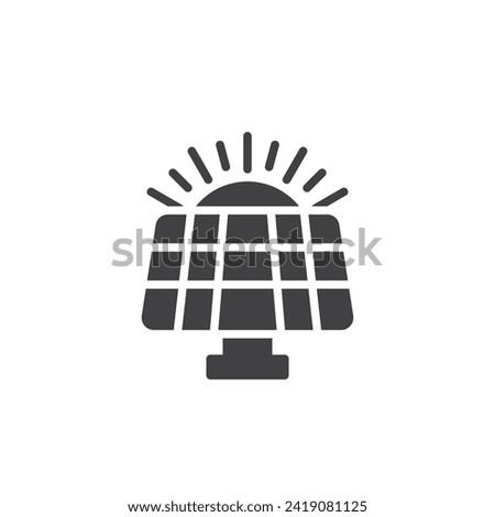 Solar panel and sun vector icon. filled flat sign for mobile concept and web design. Solar Power glyph icon. Symbol, logo illustration. Vector graphics