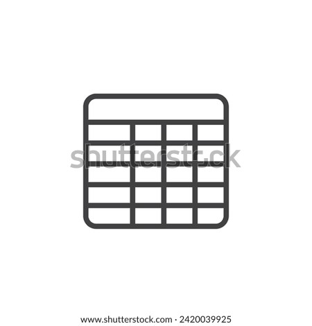 Table chart line icon. linear style sign for mobile concept and web design. Table chart outline vector icon. Symbol, logo illustration. Vector graphics