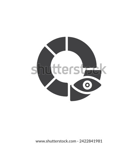 Donut chart with eye vector icon. filled flat sign for mobile concept and web design. Data Visualization glyph icon. Symbol, logo illustration. Vector graphics