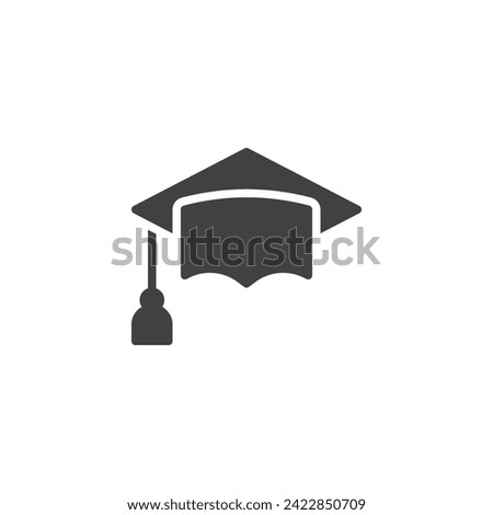 Mortarboard cap vector icon. filled flat sign for mobile concept and web design. Graduation Cap glyph icon. Academic achievement symbol, logo illustration. Vector graphics