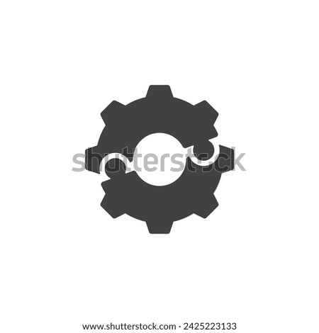 Gear puzzle pieces vector icon. filled flat sign for mobile concept and web design. System Integration glyph icon. Symbol, logo illustration. Vector graphics