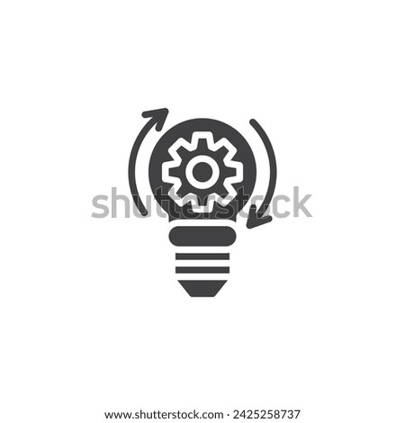 Lightbulb with gear or arrows vector icon. filled flat sign for mobile concept and web design. Idea Generation glyph icon. Symbol, logo illustration. Vector graphics