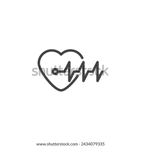 Heart with pulse line icon. linear style sign for mobile concept and web design. Heartbeat pulse outline vector icon. Cardiology symbol, logo illustration. Vector graphics
