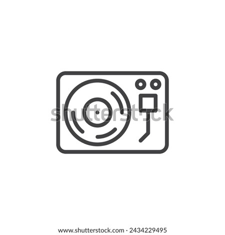 Vinyl record player line icon. linear style sign for mobile concept and web design. Dj turntable outline vector icon. Retro music symbol, logo illustration. Vector graphics