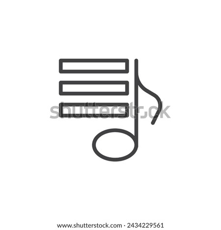Music playlist line icon. linear style sign for mobile concept and web design. Queue music player outline vector icon. Symbol, logo illustration. Vector graphics