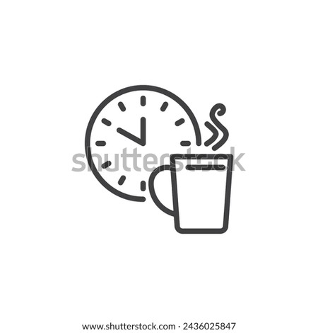 Coffee Break line icon. linear style sign for mobile concept and web design. Coffee cup and clock outline vector icon. Symbol, logo illustration. Vector graphics