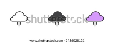 Cloud with rain different style icon set. Line, glyph and filled outline colorful version, outline and filled vector sign. Weather symbol, logo illustration. Vector graphics