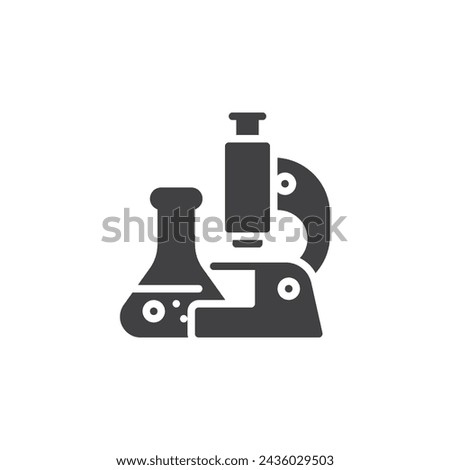 Microscope and test tube vector icon. filled flat sign for mobile concept and web design. Laboratory setting glyph icon. Symbol, logo illustration. Vector graphics