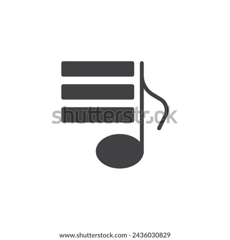 Queue music player vector icon. filled flat sign for mobile concept and web design. Music playlist glyph icon. Symbol, logo illustration. Vector graphics
