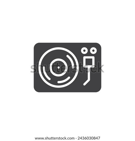 Dj turntable vector icon. filled flat sign for mobile concept and web design. Vinyl record player glyph icon. Retro music symbol, logo illustration. Vector graphics