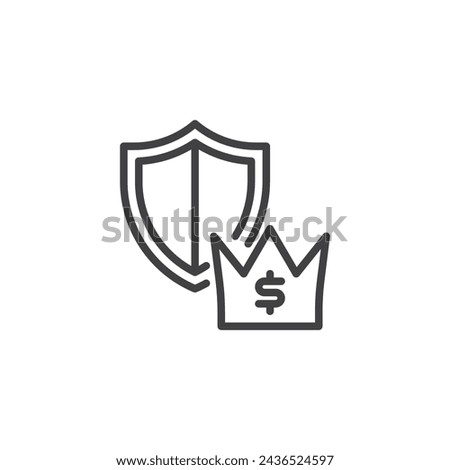 Insurance Premium line icon. linear style sign for mobile concept and web design. Shield with crown outline vector icon. Symbol, logo illustration. Vector graphics