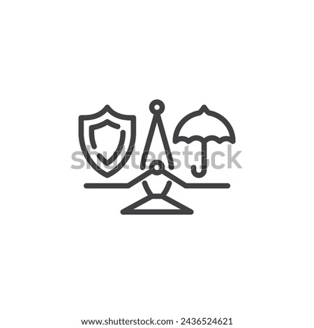 Insurance Comparison line icon. linear style sign for mobile concept and web design. Scale or balance insurance options outline vector icon. Symbol, logo illustration. Vector graphics