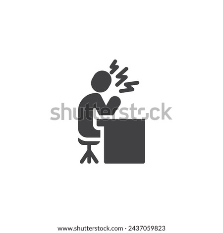 Person stressed at work vector icon. filled flat sign for mobile concept and web design. Office Stress glyph icon. Symbol, logo illustration. Vector graphics