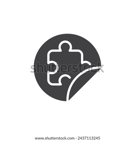 Puzzle-shaped tag or label vector icon. filled flat sign for mobile concept and web design. Puzzle sticker glyph icon. Symbol, logo illustration. Vector graphics