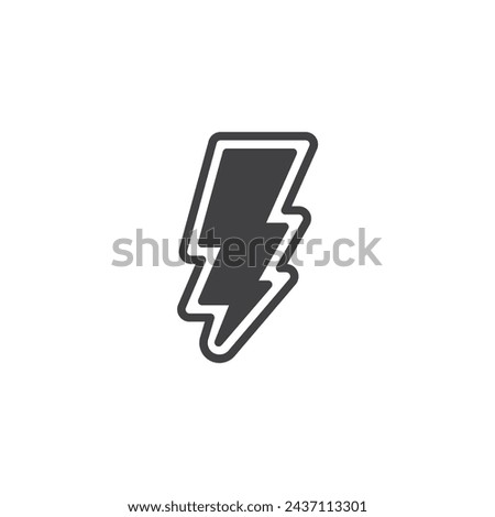 Lightning bolt label vector icon. filled flat sign for mobile concept and web design. Lightning Bolt Sticker glyph icon. Symbol, logo illustration. Vector graphics