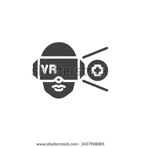 Person with VR headset and medical cross vector icon. filled flat sign for mobile concept and web design. Virtual Medicine glyph icon. Symbol, logo illustration. Vector graphics