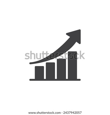 Progress chart vector icon. filled flat sign for mobile concept and web design. Bar chart with upward arrow glyph icon. Symbol, logo illustration. Vector graphics