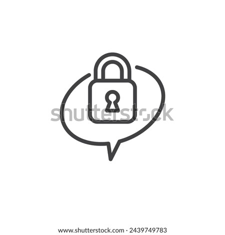 Private Messaging line icon. linear style sign for mobile concept and web design. Chat bubble with lock outline vector icon. Encrypted messaging symbol, logo illustration. Vector graphics