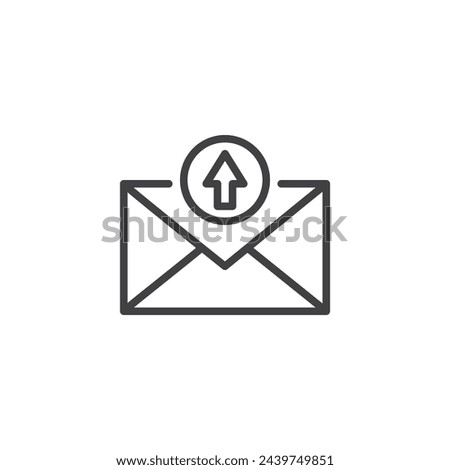 SMS Outbox line icon. linear style sign for mobile concept and web design. Arrow pointing out of an envelope outline vector icon. Sent text message symbol, logo illustration. Vector graphics
