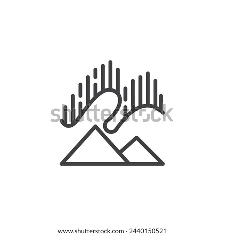 Aurora borealis lights line icon. linear style sign for mobile concept and web design. Northern lights phenomenon outline vector icon. Symbol, logo illustration. Vector graphics