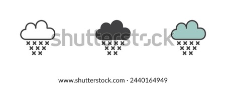 Cloud with snow different style icon set. Line, glyph and filled outline colorful version, outline and filled vector sign. Winter weather symbol, logo illustration. Vector graphics