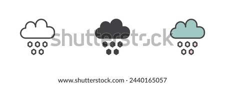 Cloud with hail different style icon set. Line, glyph and filled outline colorful version, outline and filled vector sign. Winter weather symbol, logo illustration. Vector graphics