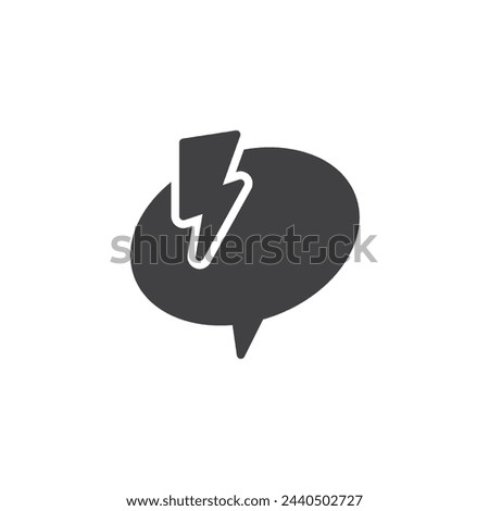 Chat bubble with lightning bolt vector icon. filled flat sign for mobile concept and web design. Instant Messaging glyph icon. Messaging or quick communication symbol, logo illustration.